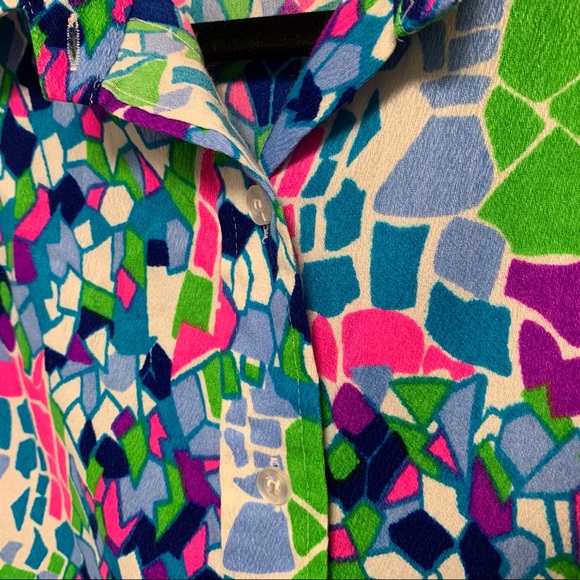 Vintage Bright Mosaic 100% Acrylic Women’s Small Button Down - Picture 4 of 8